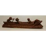 Mario Padallin, Untitled, Beautifully executed carved boat with people on board and signed
