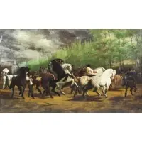 Hobson Grant, The Horse Fair, Oil on Canvas After Rosa Bonheur "The Horse Fair"