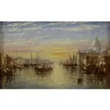 James Holland, Venice Harbor, Oil on Canvas