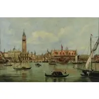 Alberto Terrini, View of Venice, Oil on Canvas