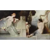 Edwin - Attributed Blashfield, Classical Scene with Nudes and Putto, Oil on Canvas
