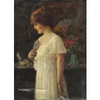 Joseph Newman, Beauty at Vanity, Oil on Canvas