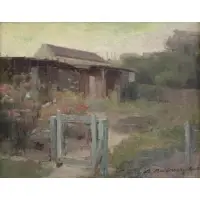 Adrien Karbowsky, Cottage Garden, Oil on Canvas