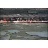 Arthur J. Hammond, Laundry Barges, 1907, Oil on Wood