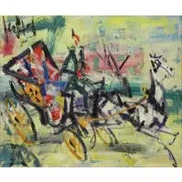 Gen Paul, Horse Drawn Carriage, Oil on Canvas