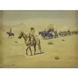 Leonard Reedy, Pioneer Wagon Train, Watercolor