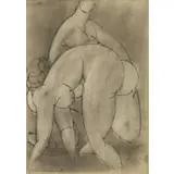 Amerigo Tot, Two Nudes, Ink Drawing on Paper