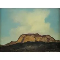 Jean Parrish, Golden Mesa, 1979, Oil on Masonite "Golden Mesa" 1979