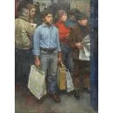 Max Ginsburg, Waiting for the Subway, Oil on Canvas