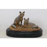 Two Foxes by Marilyn Newmark, Bronze Sculpture "Two Foxes", sold Sep 2016