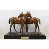 Marilyn Newmark, Pasture Pals, Bronze Sculpture "Pasture Pals" Bronze with brown patina on black lacquered wood base