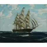 Hunter Wood, Ship at Sea, Oil on Canvas