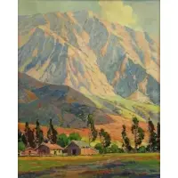 George W Olson, California Landscape with Mountains, Oil on Canvas