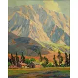 George W Olson, California Landscape with Mountains, Oil on Canvas