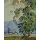 George W Olson, California Farm in Landscape, Oil on Canvas