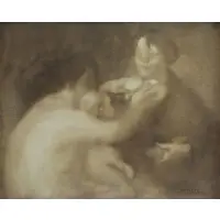Three Figures by Eugène Carrière, Oil on Canvas, sold Sep 2016