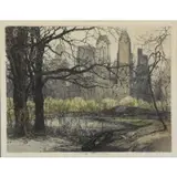 Luigi Kasimir, Central Park, Etching "Central Park"