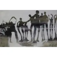 Gino Hollander, Gino Hollander (American, 1924 - 2015), Large Oil on Canvas of Figures