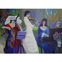 Isaac Maimon, Musicians in Interior, Oil on Canvas