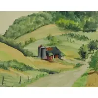 Singed lower right by Adolf Dehn, Watercolor Barn in Landscape, sold Aug 2016