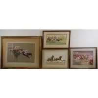 Sam Savitt, Horse Scenes, 4 Gouache on Paper