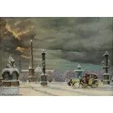 Gaston Le Beuze, La Place de la Concorde, Oil on Canvas
