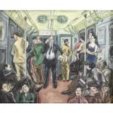 J. J Friedman, Subway Riders, WPA Style Oil on Canvas