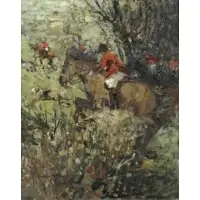Fox Hunting Scene by Dino Zampogna, Oil on Canvas, sold Aug 2016