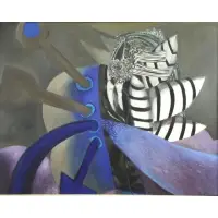 Natfali Bezem, Homme au Beteau Bleu, Oil on Canvas