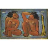 Ángel Botello, Two Nudes and a Dog