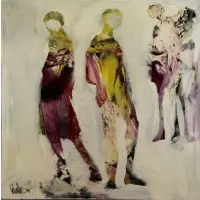 Three Figures by Gino Hollander, Oil on Canvas, sold Aug 2016