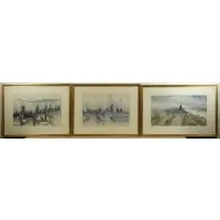 Theodore Hancock, Untitled, Three New York Watercolors