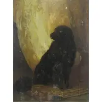 Roswell Morse Shurtleff, Black Dog, Oil on Canvas