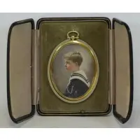 Charles J. Fox, CJ Fox, Miniature Watercolor Portrait of a Young Boy