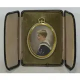 Charles J. Fox, CJ Fox, Miniature Watercolor Portrait of a Young Boy
