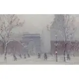 Washington Square Park in Winter by Johann Berthelsen, Oil on Board, sold Jul 2016