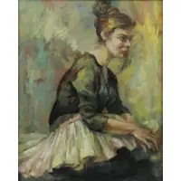 Edna Gass, Portrait of a Dancer at Rest, Oil on Board
