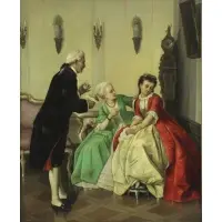 C.J Theseil, Courting Scene, Oil on Canvas