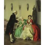 C.J Theseil, Courting Scene, Oil on Canvas