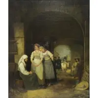 Johann Kreul, Receiving the News, Oil on Canvas