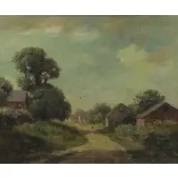 Joseph H. Boston, Country Path, Oil on Canvas