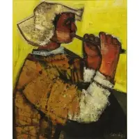 Serge Shart, The Flute Shepherd, Oil on canvas