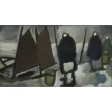 Figures on the Shore by Markey Robinson, Oil on Board, sold Jun 2016