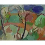Theresa Pollak, Mountain Lake, Oil on Canvas