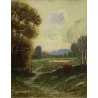 Landscape with Path by Hiram Peabody Flagg, Oil on Canvas, sold Jun 2016