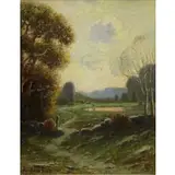 Hiram Peabody Flagg, Landscape with Path, Oil on Canvas