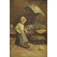 George Aikman, Young Vegetable Seller, Oil on Canvas