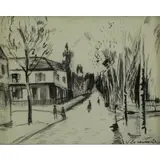 Maurice de Vlaminck, Street Scene, Ink on Paper