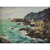 Theo Elsinger, Coastal Landscape, Oil on Board