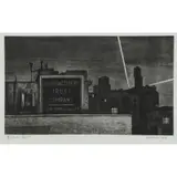 Armin Landeck, Manufacturer's Trust / Manhattan Nocturne, Drypoint Etching "Manufacturer's Trust / Manhattan Nocturne"